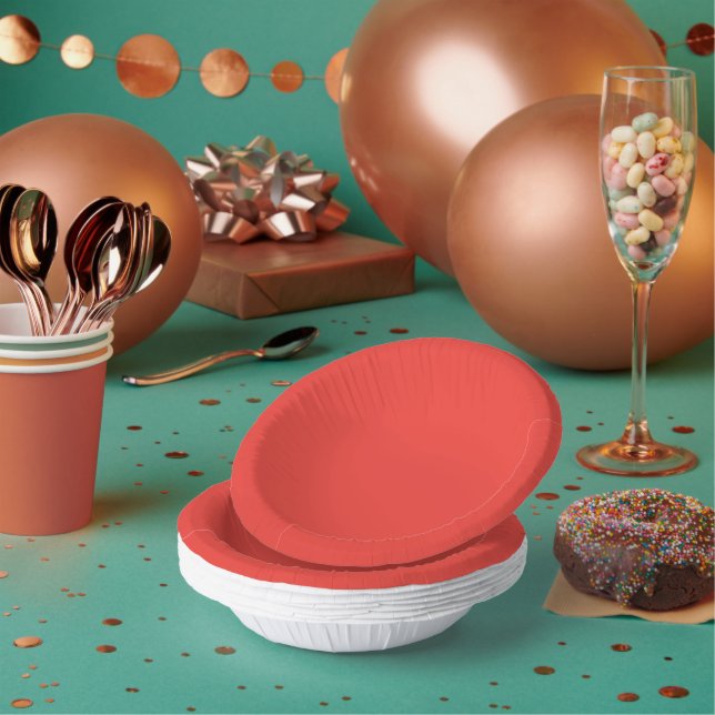 a red background with a white border paper plate (Multi)