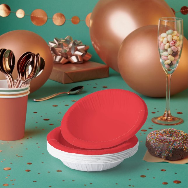 a red background with a white border paper plate (Multi)