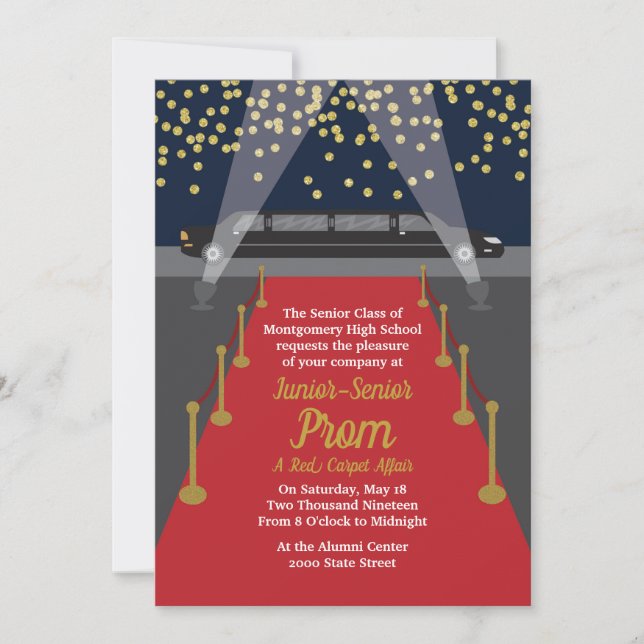 A Red Carpet Prom Invitation (Front)