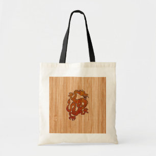 A red Dragon on Bamboo like Tote Bag