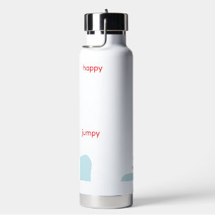 a red dress girl happy jumpy water bottle