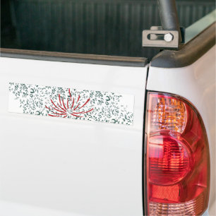 a red flower on a black background bumper sticker
