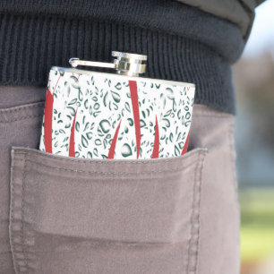 a red flower on a black background hip flask
