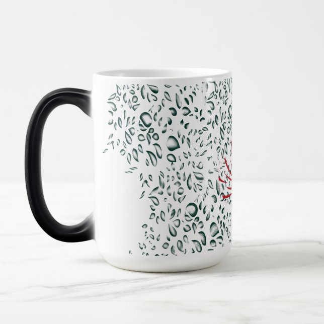 a red flower on a black background magic mug (Left)