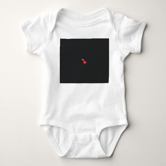 a red flower with a black background baby bodysuit (Front)