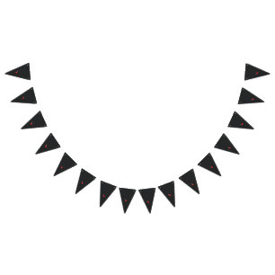 a red flower with a black background bunting