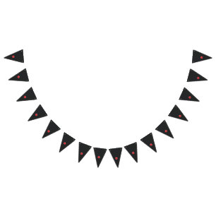 a red flower with a black centre on a black backgr bunting