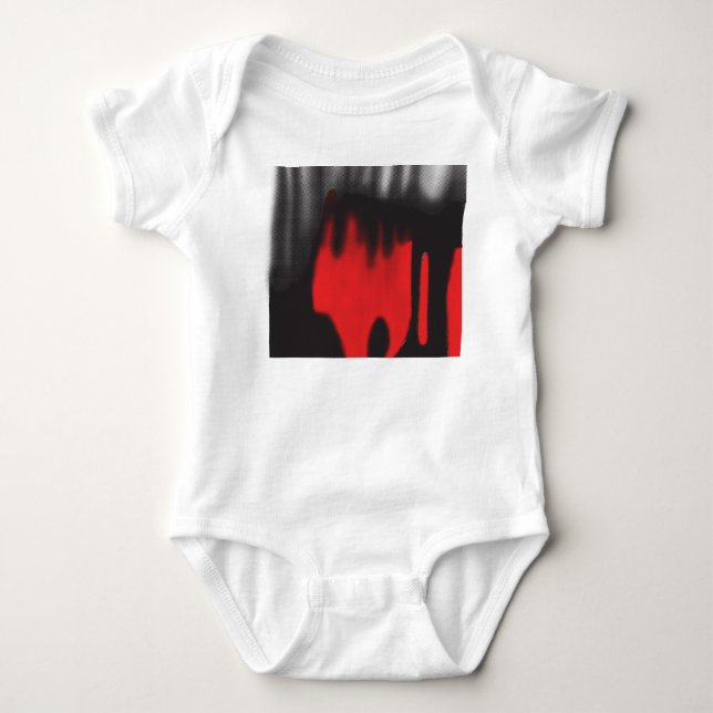 A red graphic design featuring bold geometric shap baby bodysuit (Front)