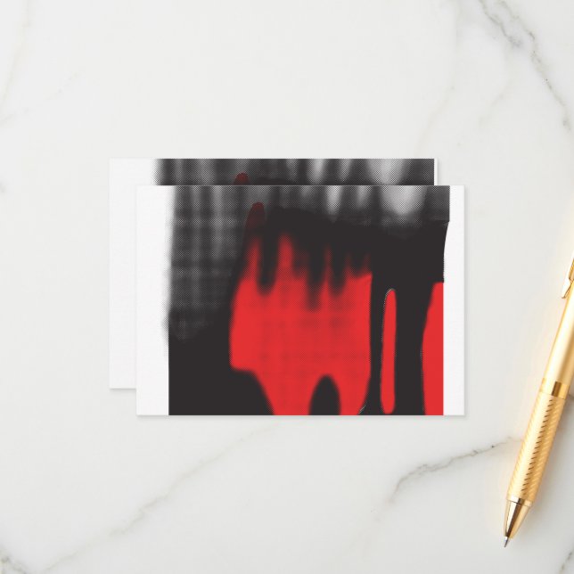 A red graphic design featuring bold geometric shap enclosure card (Front/Back In Situ)