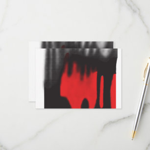 A red graphic design featuring bold geometric shap RSVP card