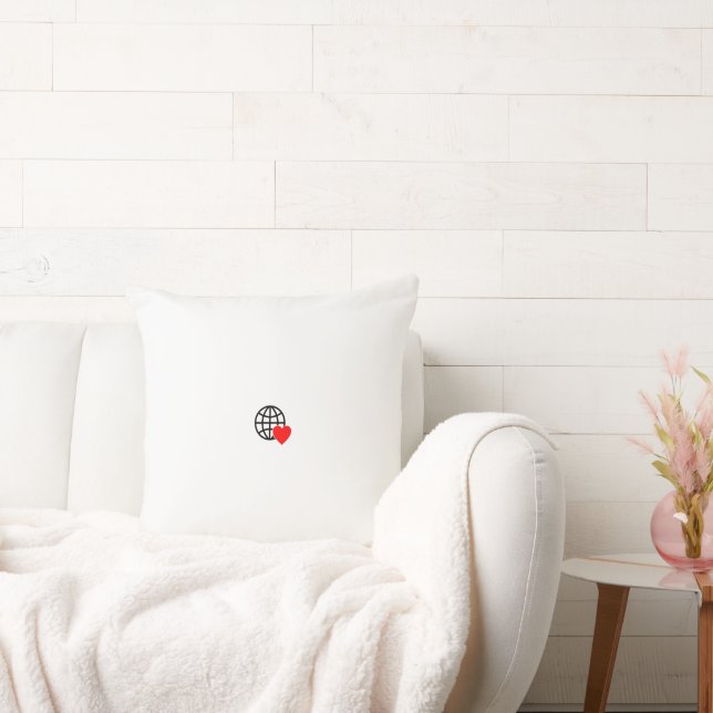 A red heart symbol created with smooth, bold lines cushion (Couch)