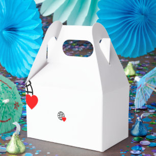 A red heart symbol created with smooth, bold lines favour box