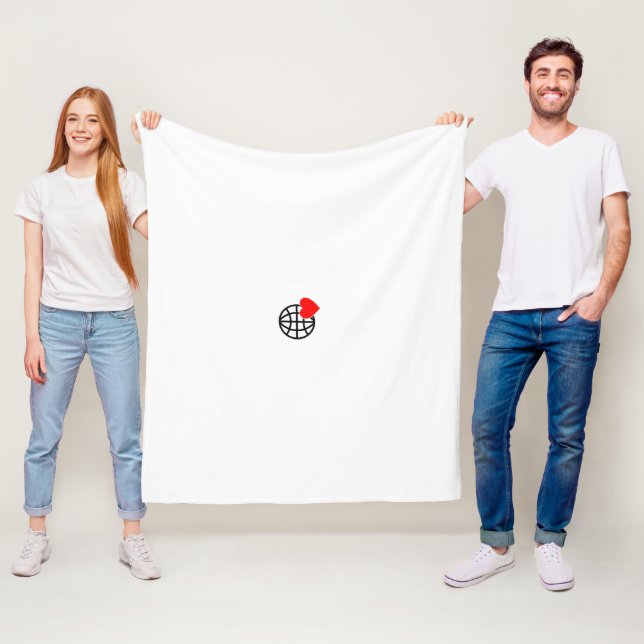 A red heart symbol created with smooth, bold lines fleece blanket (In Situ)