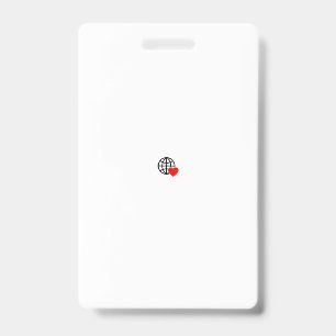 A red heart symbol created with smooth, bold lines ID badge