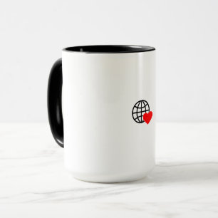 A red heart symbol created with smooth, bold lines mug