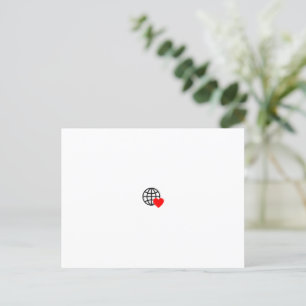 A red heart symbol created with smooth, bold lines postcard