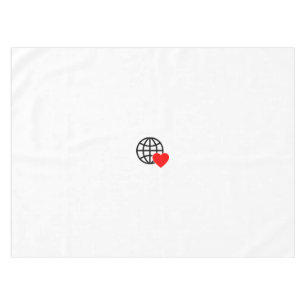 A red heart symbol created with smooth, bold lines tablecloth