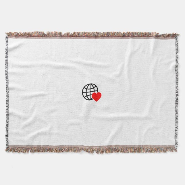 A red heart symbol created with smooth, bold lines throw blanket (Front)