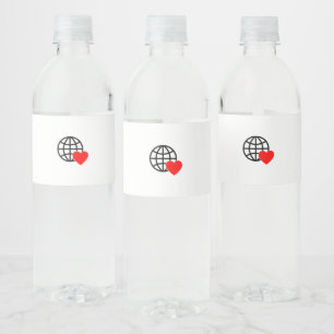 A red heart symbol created with smooth, bold lines water bottle label