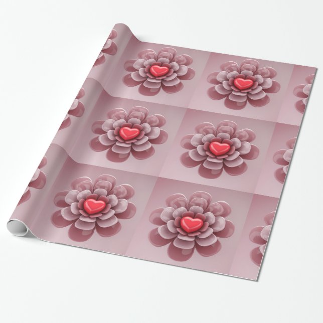 a red heart wrapping paper (Unrolled)