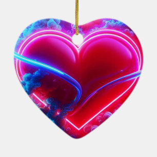 A Red Hot, Smokey Heart on a Valentines Day Tree  Ceramic Tree Decoration