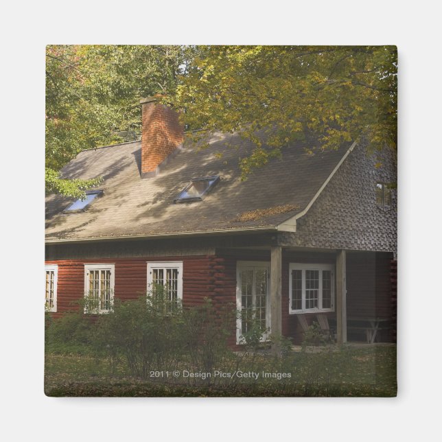 A Red Log Home Magnet (Front)
