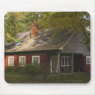A Red Log Home Mouse Pad