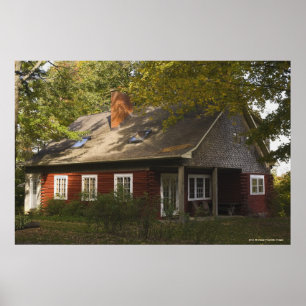 A Red Log Home Poster