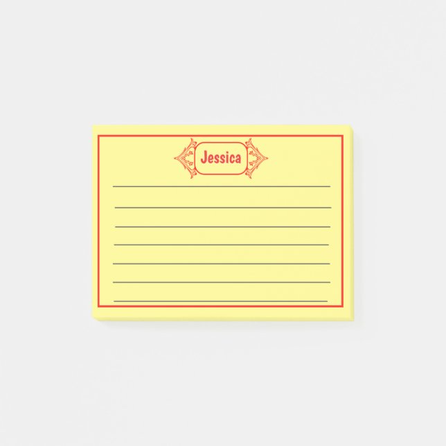 A Red Ornate Patterned Title Graphic Post-it Notes (Front)