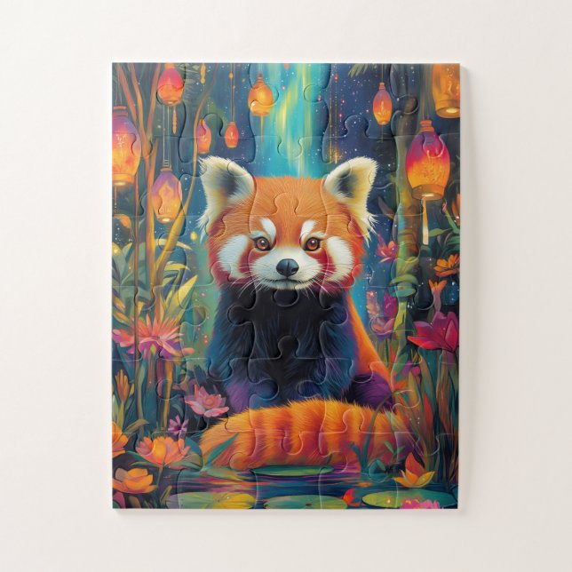 A red panda sitting in an enchanted forest jigsaw puzzle (Vertical)
