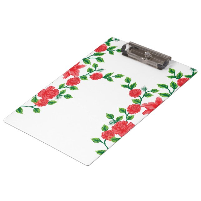 A red rose with detailed petals, depicted in a cli clipboard (Angled)