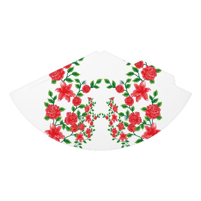 A red rose with detailed petals, depicted in a cli party hat (Front)