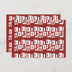 A red rug with a textured pattern is spread out on thank you card