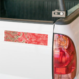 a red scarf with flowers on it bumper sticker