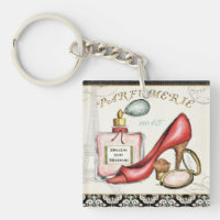 A Red Shoe, A Bottle of Perfume, and Blush Powder