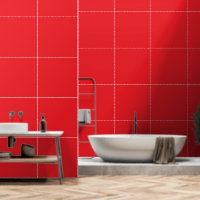A red square enclosed by a thin white border, crea