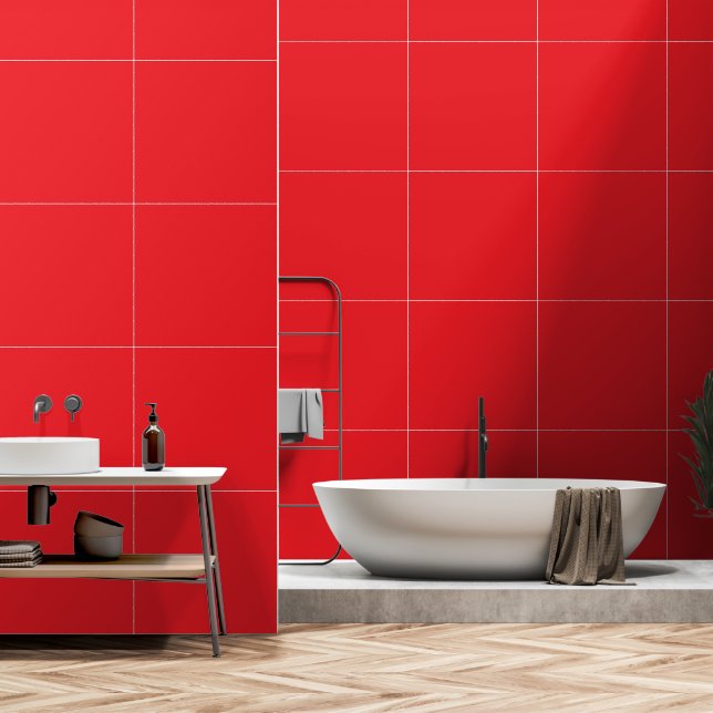 A red square enclosed by a thin white border, crea wallpaper (Bathroom)