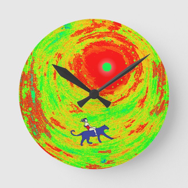 A red sun and a girl round clock (Front)