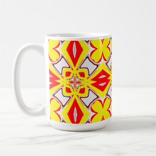 A red yellow white vibrant classic pattern coffee mug