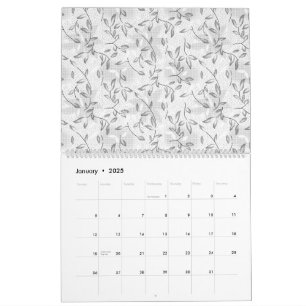 A refined black and white floral motif, highlighti calendar