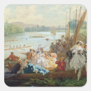 A Regatta at Asnieres during the Second Empire Square Sticker