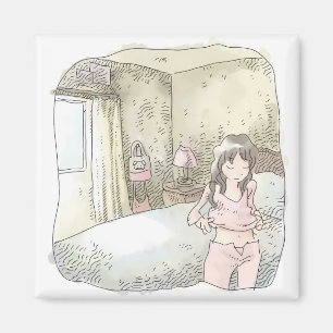 a relaxed woman's illustration of dressing up in a magnet
