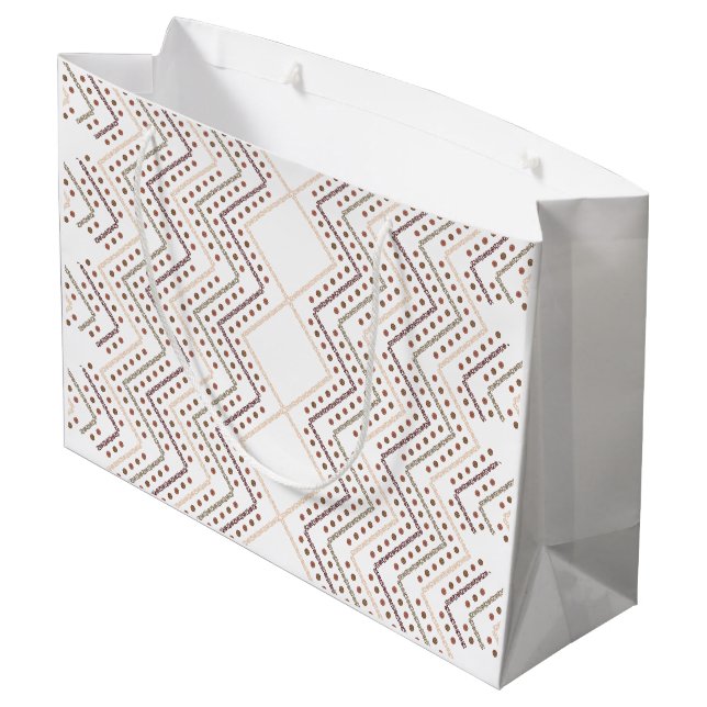 A repeating geometric pattern with diamond shapes  large gift bag (Back Angled)