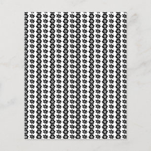 A repeating pattern of interconnected circles and  flyer