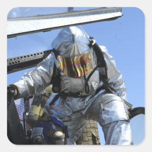 A rescue drill is performed on the flight deck square sticker