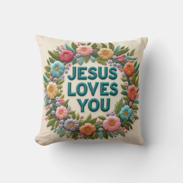 A Resonating Reality in Your Home: JESUS LOVES YOU Cushion (Front)