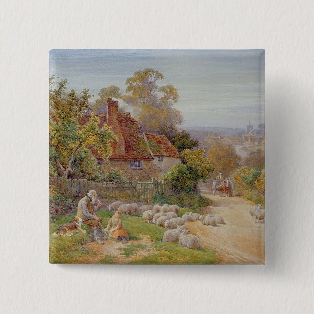 A Rest by the Way 15 Cm Square Badge (Front)