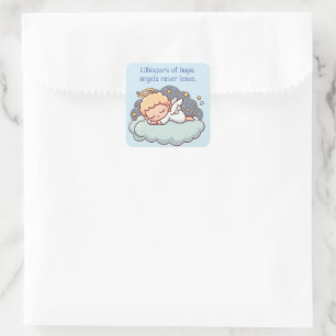 a resting angel awaits the call square sticker