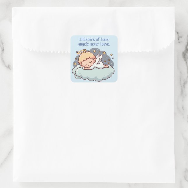 a resting angel awaits the call square sticker (Bag)