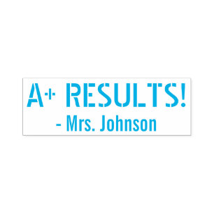 "A+ RESULTS!" + Custom Tutor Name Self-inking Stamp